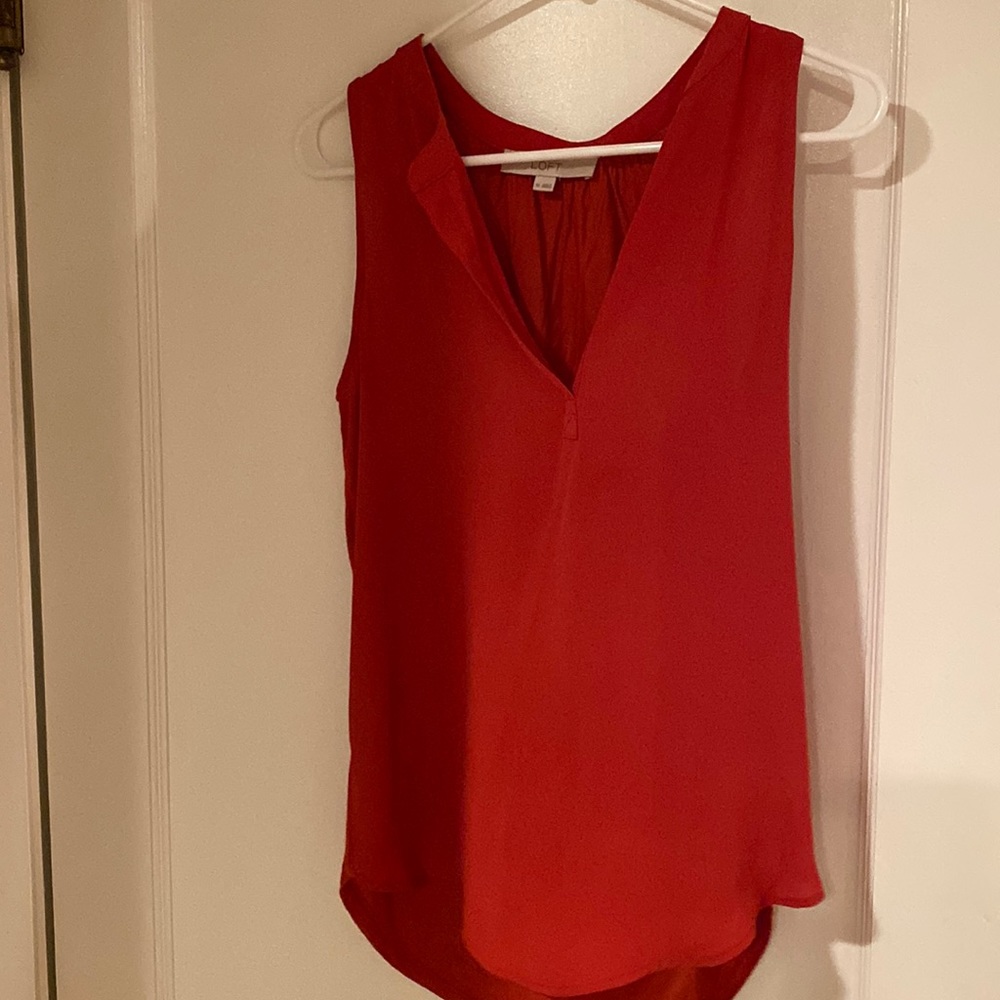 Mixed media red blouse. So comfortable! Perfect for office &zoom!